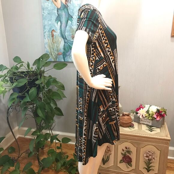 LuLaRoe Carly High Low Abstract Print Dress Fall Sz XXS NWT New - Picture 4 of 16